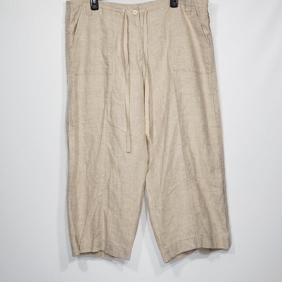 NWT Talbots Beige Irish Linen Cropped Pants Women's size 18 - Picture 1 of 4